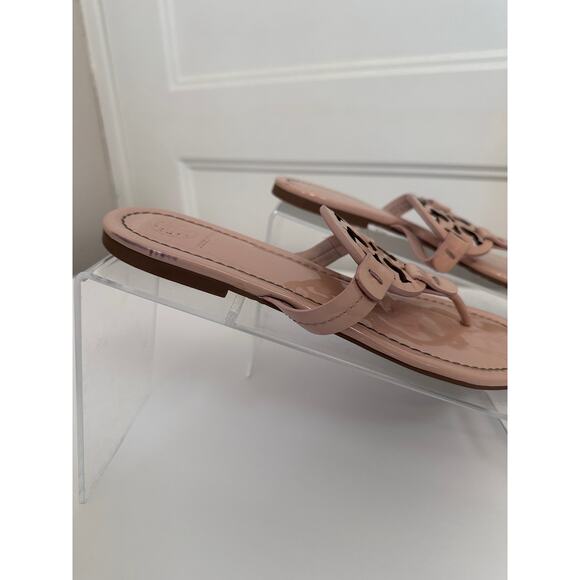 Tory Burch womens size 7.5 Miller Patent Leather Thong Sandals tan nude - Picture 7 of 10